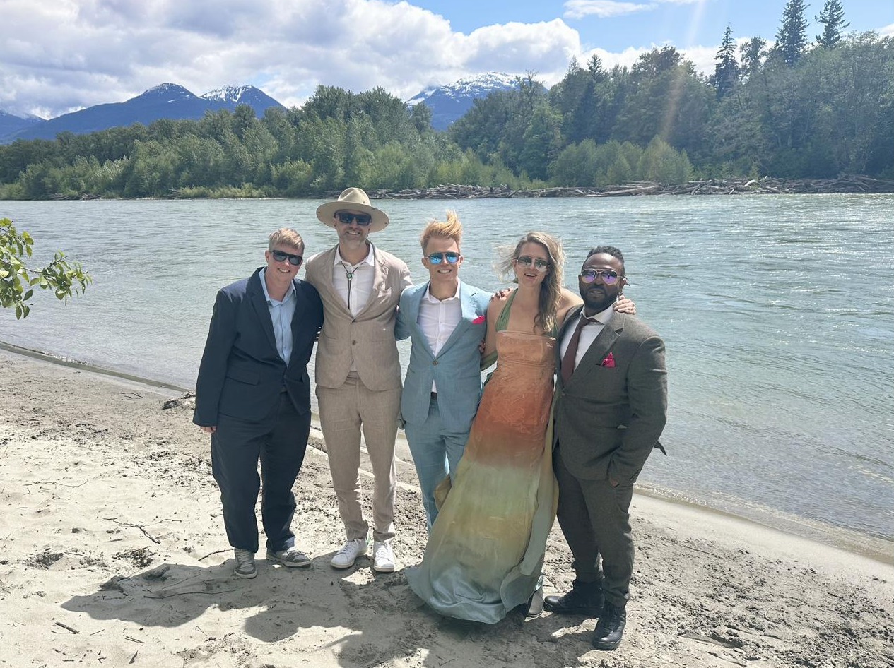 The group by the river