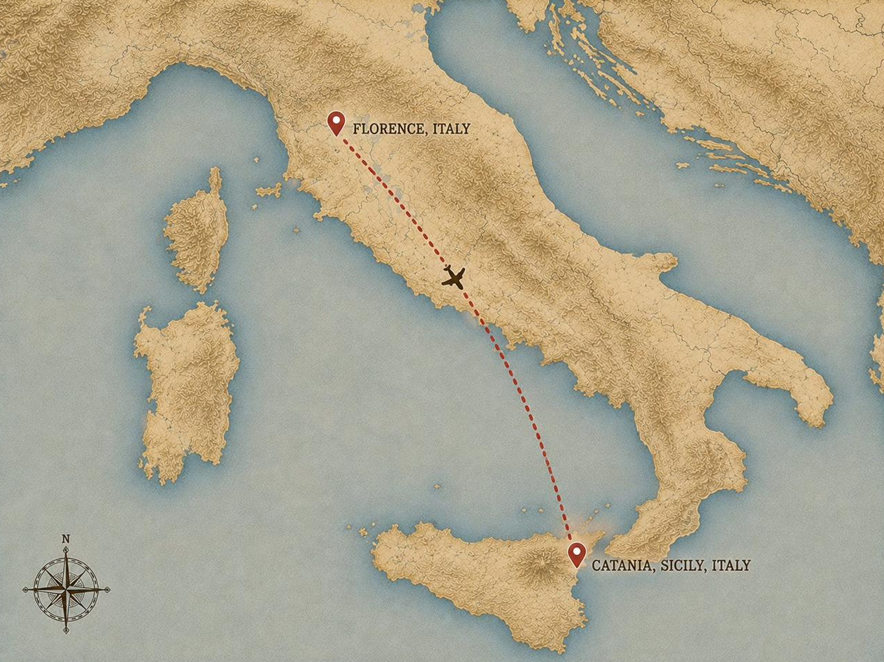 Florence to Catania map